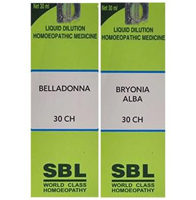 Combo Pack of SBL Bryonia Alba Dilution 30 CH & SBL Belladonna Dilution 30 CH (30ml Each)