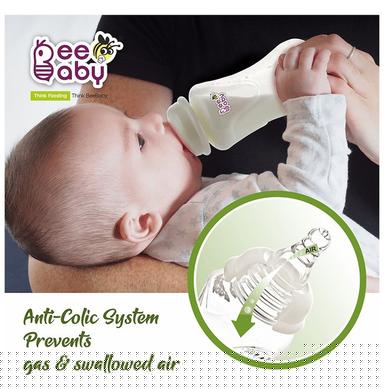 BeeBaby Comfort Slim Neck Baby Feeding Bottle with Slow Flow Anti-Colic Silicone Nipple 8 Months + (240ml Each) Green