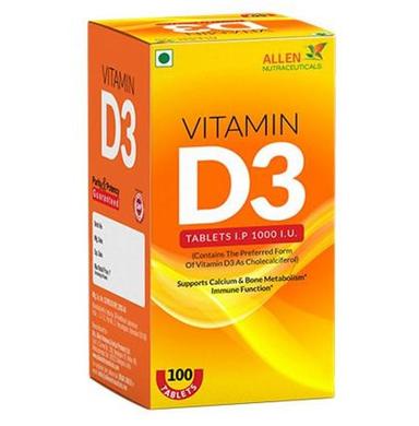 Allen Nutraceutical Vitamin D3 (Cholecalciferol) 1000 I.U for Bone Metabolism & Immunity | Tablet