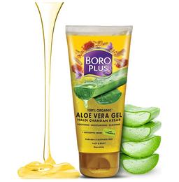 Boroplus Haldi Chandan Kesar 100% Organic Aloe Vera Gel with Vitamin E | Paraben & Sulphate-Free
