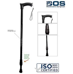 Bos Medicare Surgical Single Walking Stick with Height Adjustable