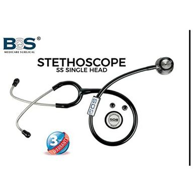 Bos Medicare Surgical Stainless Steel Single Head (Bosm 10) High Sensitivity Acoustic Stethoscope Black