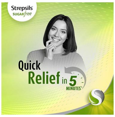 Strepsils Sugar Free Lemon Flavour Lozenges (8 Each)