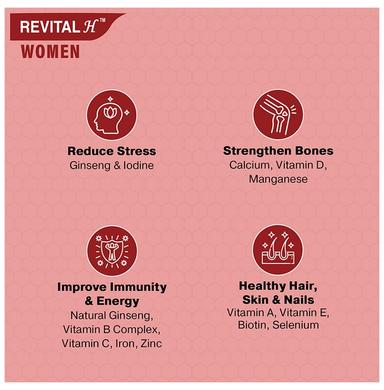 Revital H Woman Tablet with Multivitamins, Calcium, Zinc & Natural Ginseng | For Daily Immunity, Strong Bones & Energy