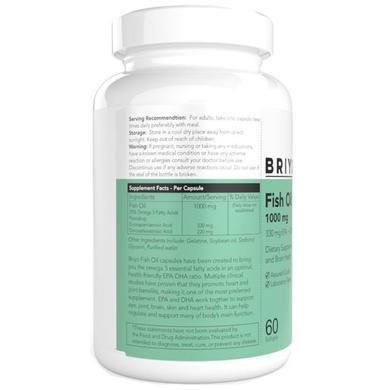 Briyo Fish Oil 1000mg (550mg Omega-3) - High EPA (330mg) & DHA (220mg) - Supports Heart and Brain Health Soft Gelatin Capsule
