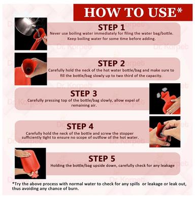 Dr. Korpet Hot Water Bottle, Hot Water Bag for Pain Relief and Cramps Bag Red
