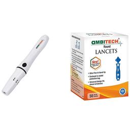 Ambitech Combo Pack of Adjustable Lancing Device with Ambitech 50 Round Lancets