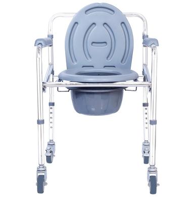 Ambitech MS Chrome Plated Adjustable, Foldable Commode Wheel Chair