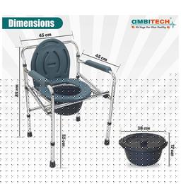 Ambitech MS Chrome Plated Adjutable,Foldable Commode Chair