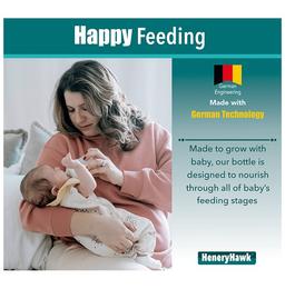 Ambitech Nautural Feeling Anti-Colic BPA Free Round Shoulder Slim Neck Borosilicate Glass Feeding Bottle