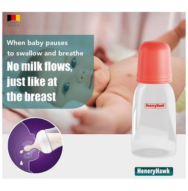 Ambitech Nautural Feeling Anti-Colic BPA Free Round Shoulder Slim Neck Borosilicate Glass Feeding Bottle