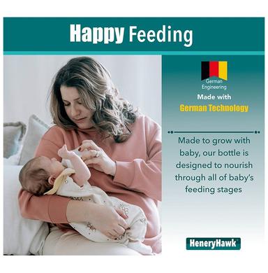 Ambitech Nautural Feeling Anti-Colic BPA Free Wide Mouth Wide Neck Borosilicate Glass Feeding Bottle