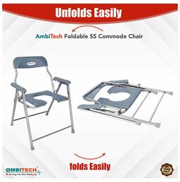Ambitech Premium Stainless Steel Foldable Jumbo Commode Chair