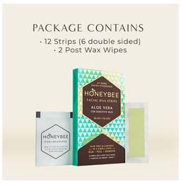 Honey Bee Facial Wax Strip 8 and 2 Post Wax Wipes Aloe Vera