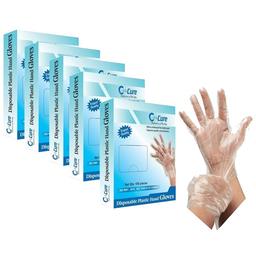 C Cure Disposable Plastic Hand Gloves (100 Each)