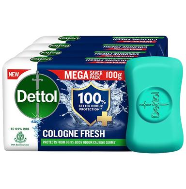 Dettol Mega Saver Pack of Cologne Fresh Bathing Soap Bar with 100% Better Odour Protection(100gm Each)
