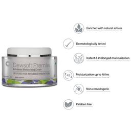 Dewsoft Premia Advanced Moisturising Cream | Non-Comedogenic & Paraben Free Face Care Product | Dermatologically Tested | Derma Care | For Advanced Hydration