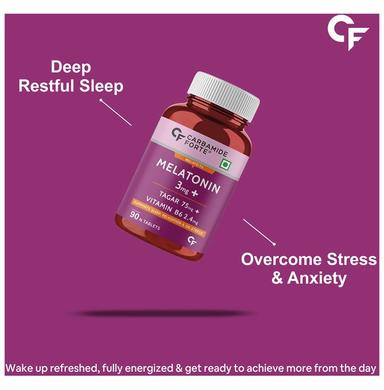 Carbamide Forte Melatonin 3mg+ | With Tagar & Vitamin B6 for Sleep, Relaxation & De-Stress | Tablet