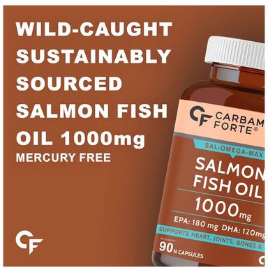 Carbamide Forte Salmon Fish Oil with 1000mg | Rich in Omega 3 | | Softgel Capsule for Heart, Joints, Bones & Skin Health