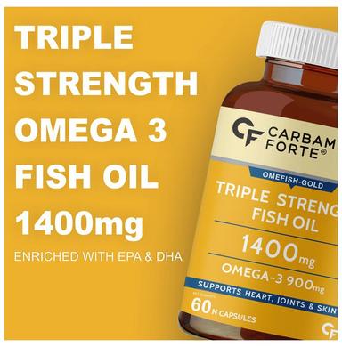 Carbamide Forte Triple Strength Fish Oil 1400mg | With 900mg Omega 3 | Softgel for Heart, Joints & Skin