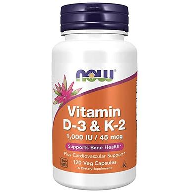 Now Foods Vitamin D3 (1000 IU) & K2 (45mcg) | Capsule for Bone & Heart Health