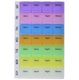 Krivish 7 Day Weekly 28 Compartments Pill Box Morning Noon Night Medicine Pill Organizer