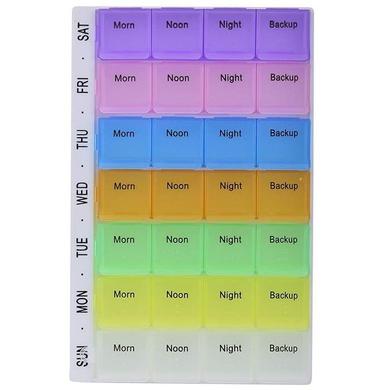 Krivish 7 Day Weekly 28 Compartments Pill Box Morning Noon Night Medicine Pill Organizer
