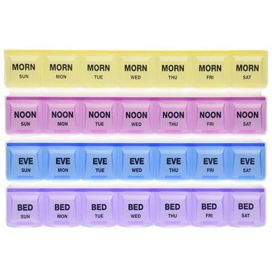 Krivish Premium Quality 28 Days 4 Weeks 28 Compartments Morning Noon Evening Bed Pill Box
