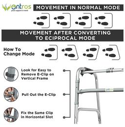 Entros KL913L Portable Light Weight Aluminium Height Adjustable Foldable Walker