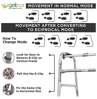 Entros KL913L Portable Light Weight Aluminium Height Adjustable Foldable Walker