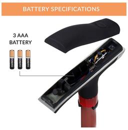 MCP Smart Folding Height Adjustable Walking Stick with LED Torch Light and SOS Alarm 4 Leg Brown