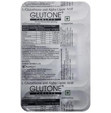 Glutone Tablet| L-Glutathione & Alpha Lipoic Acid