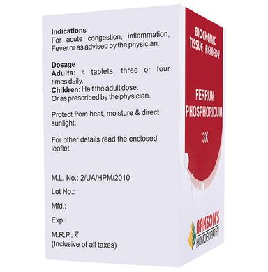 Bakson's Homeopathy Ferrum Phosphoricum Biochemic Tablet 3X