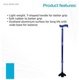 Med T Shape Aluminium Walking Stick with Big Shoe