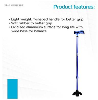 Med T Shape Aluminium Walking Stick with Big Shoe