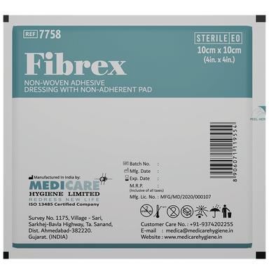Medica Fibrex Non-Woven Adhesive Dressing With Non-Adherent Pad 10cm x 10cm