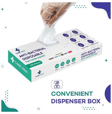 Care View Anti-Bacterial Disposable Poly Hand Glove (200 Each)