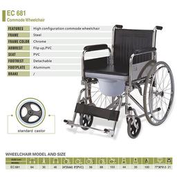 EASYCARE EC 681 High Configuration Commode Wheelchair Black