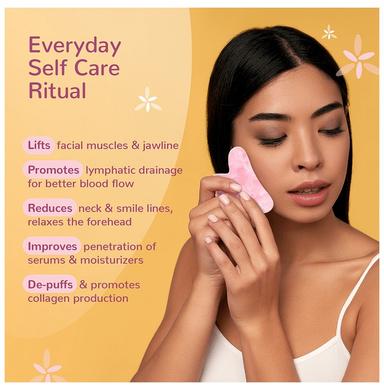 Caresmith Bloom Rose Quartz Gua Sha Face Massage Tool Pink