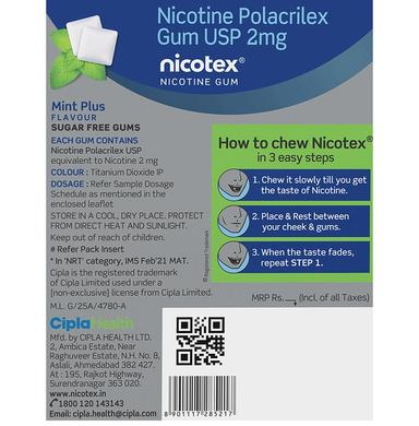 Nicotex Sugar Free Mint Plus Chewing Gums