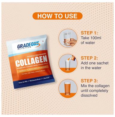 Gradeone Nutrition Marine Collagen Powder Sachet For Skin Hair Nails & Joints (10gm Each)