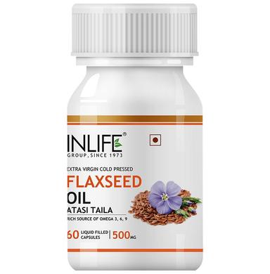 Inlife Extra Virgin Cold Pressed Flaxseed Oil Liquid Filled Capsule