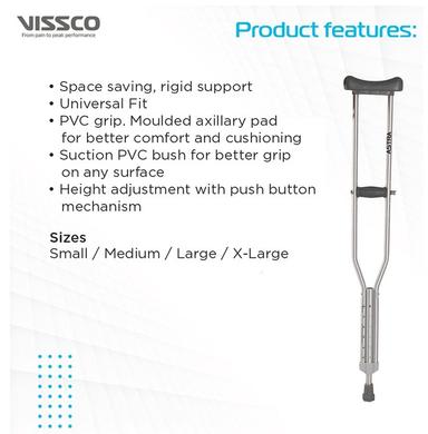 Vissco Under Arm Crutches With Adjustable Elbow Support & Height Adjustable Large