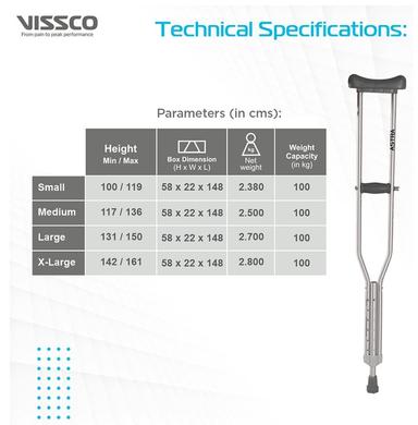 Vissco Under Arm Crutches With Adjustable Elbow Support & Height Adjustable Medium