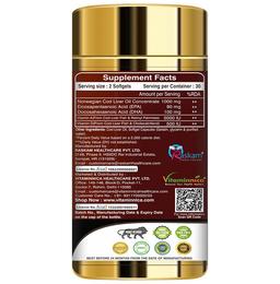 Vitaminnica Cod Liver Oil 1000mg with Vitamin A & D | Softgel for Heart, Skin, Hair & Eyes