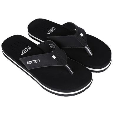 Doctor Extra Soft D24 Orthopaedic | Diabetic | Comfortable | MCR | Flip-Flop for Men Black 10