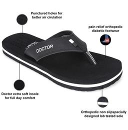 Doctor Extra Soft D24 Orthopaedic | Diabetic | Comfortable | MCR | Flip-Flop for Men Black 11