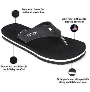 Doctor Extra Soft D24 Orthopaedic | Diabetic | Comfortable | MCR | Flip-Flop for Men Black 11