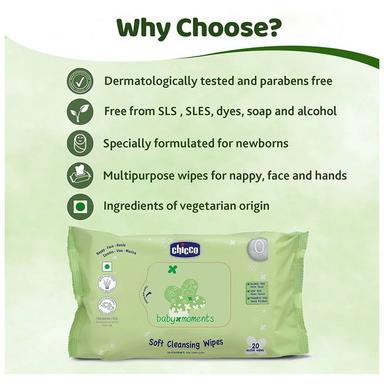 Chicco Baby Momets Wipes Fliptop-Bipack (72 Each)