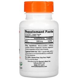 Doctor's Best Biotin 5000mcg Veggie Capsule | For Healthy Hair, Skin & Nails